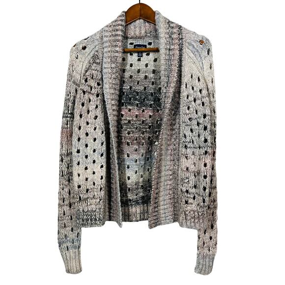 American Eagle Outfitters Wool Blend Open Knit Sweater Cardigan Metallic Pink S - Picture 1 of 5